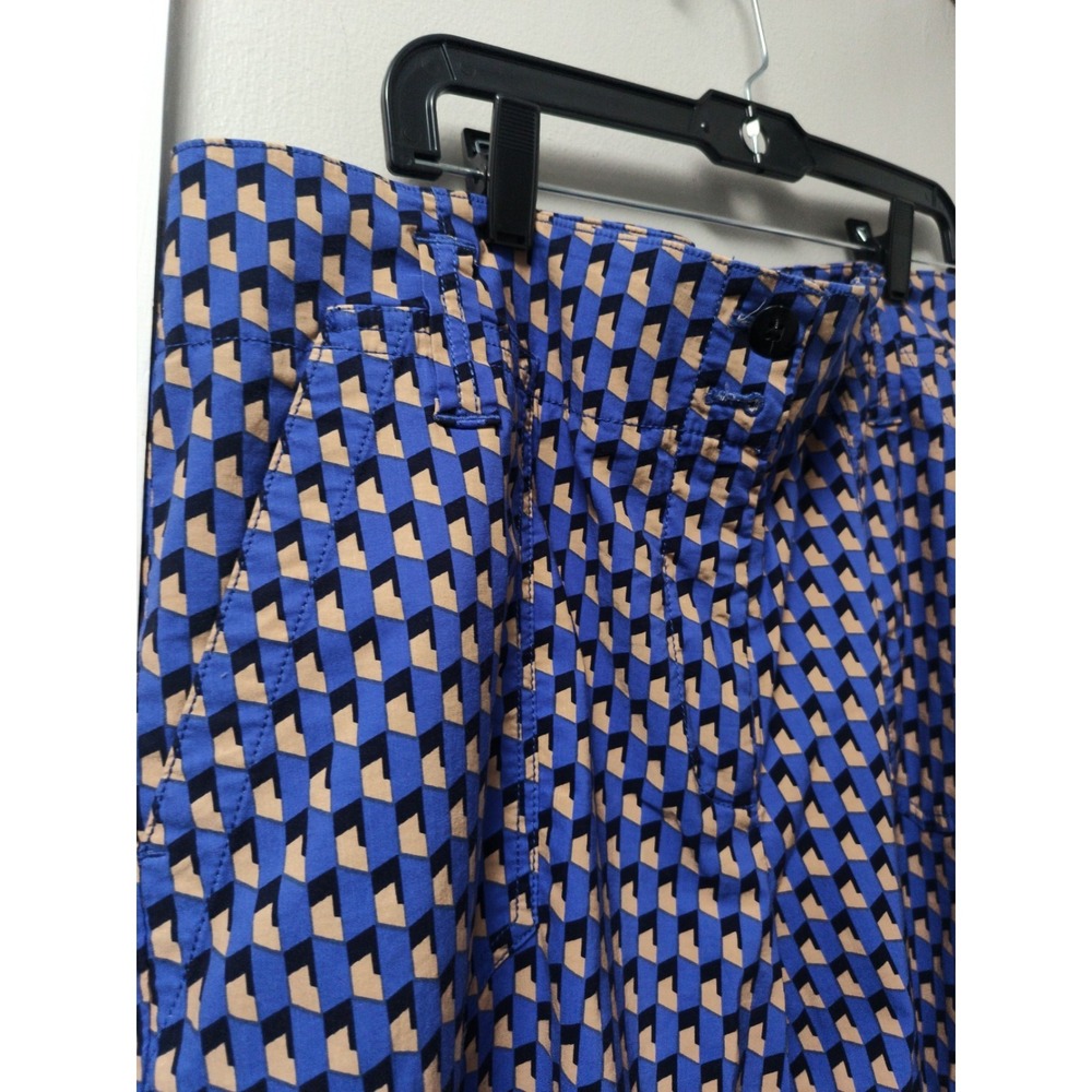 Maeve  Naomi Pants Womens Sz 16 Plus Blue Wide Leg Flare Geometric Chino Print